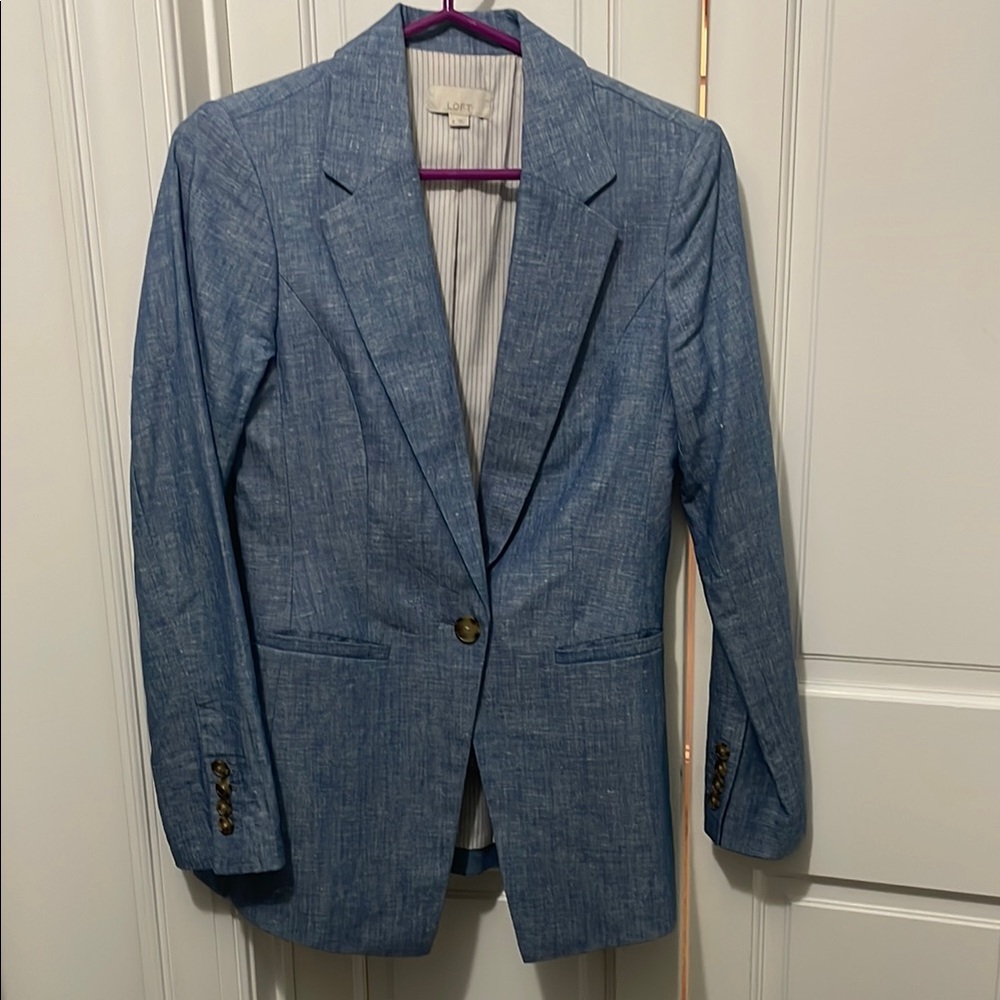 LOFT Blue Sport Coat with Notched Lapel